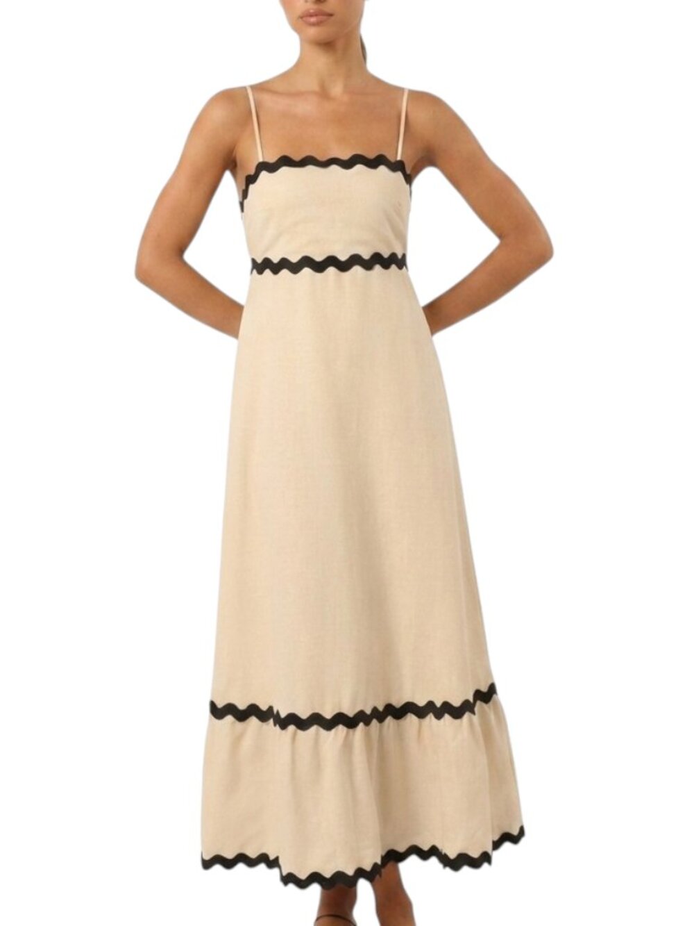 Petal & Pup Women's Yana Maxi Dress, Medium, Cream Black, Boho Chic, NWT